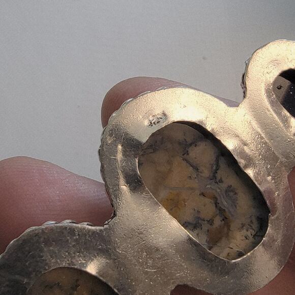 Necklace Pendants Dendritic Agate & Blue Goldstone Handmade Jewelry in Silver - Picture 3 of 10